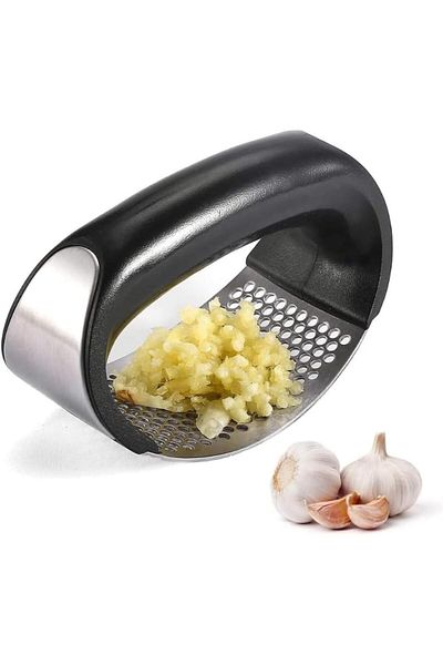 Generic Crusher Garlic,Stainless Steel Garlic Masher,Garlic Chopper with Ergonomic Handle, Professional Kit