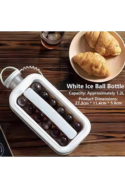 Generic Gorgeskid Ice Ball Maker Bottle - 1.2L 2-in-1 Water Bottle & Ice Mold with Handle, Portable Leakpro