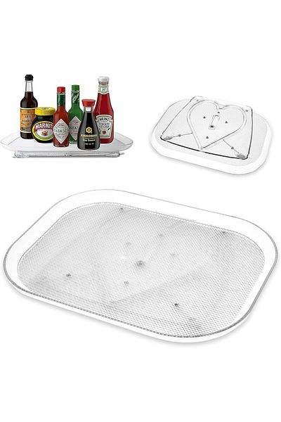 Generic TRASSLE Lazy Susan Turntable Organizer for Fridge, Refrigerator, Rectangle Lazy Susan Spice Rack fo