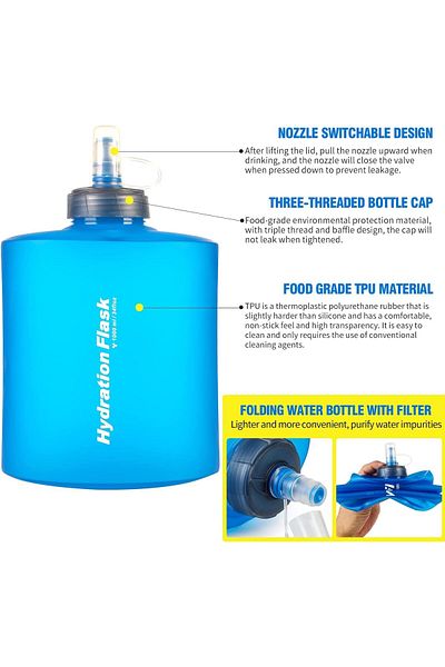Generic SYOSI Collapsible Water Bottle, Outdoor Sports Filter Soft Water Bottle with Filter and Leak-proof