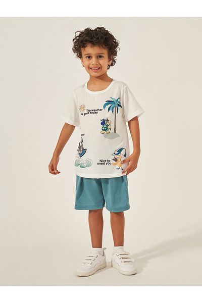 Styli T-Shirt and Shorts Set with Cute Ocean Animals