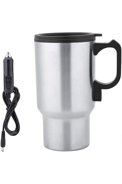 Generic Electric Coffee Mug Hot Beverage Warmer - 12V Perfect for Travel and Driving, Steel Exterior and In