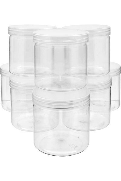 Generic Juvale 8 Pack Clear 12 oz Plastic Jars with Lids, Slime Containers for Kids DIY Crafts