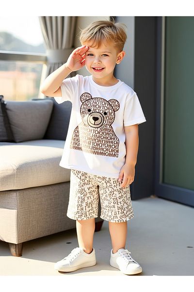Take Two By Styli Kids 2pcs Graphic Print Short Sleeve T-Shirt and Shorts