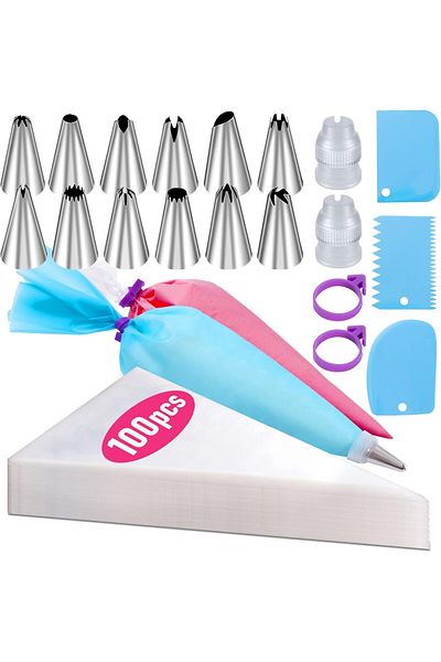 Generic Piping Bags and Tips Set, 100Pcs 12 Inch Pastry Bags, Icing Bags Disposable for Cakes Decorating Ki