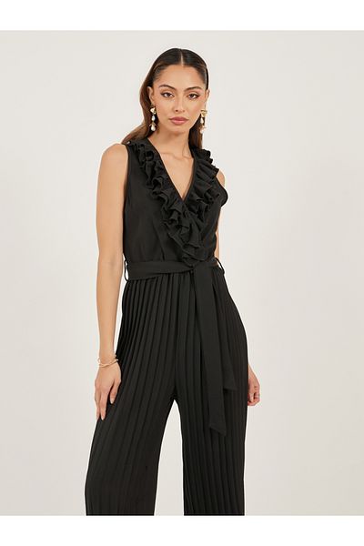 Styli Women Black Striped Wide Leg Jumpsuit