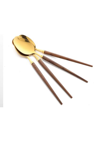Generic Golden Stainless Steel Beautiful Spoons Set with 4 spoons
