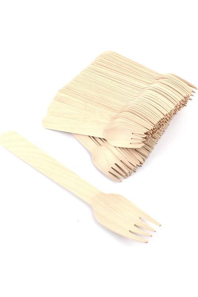 Generic Co Arma Disposable Wooden Forks, Natural Birch Wood Forks, Cutlery Taster, Green Plain Forks(100 PC