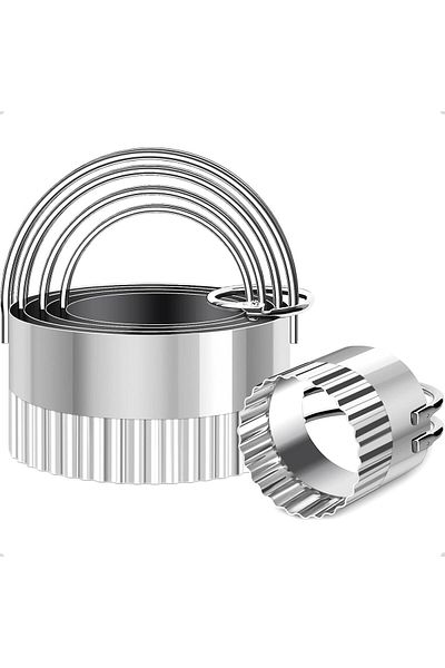Generic Joyzzz Biscuit Cutter Set, 5 Piece Round Biscuit Cutters with Handle, Stainless Steel Circle Cookie