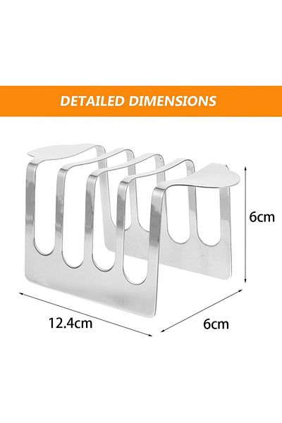 Generic Tazweeq Stainless Steel Toast Rack, 4 Slice, Toast Bread Slice Holder with Two Handles, Bread Rack
