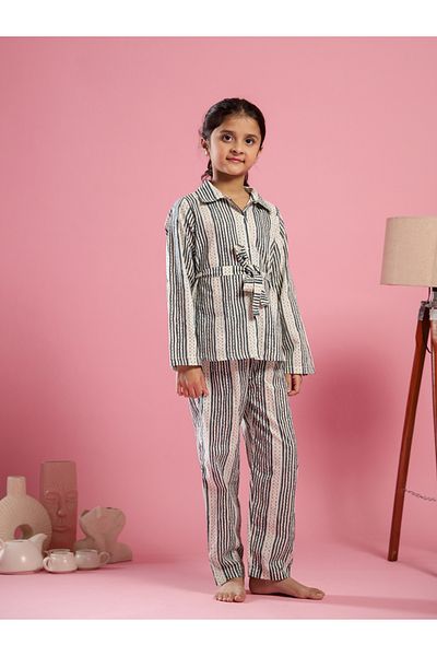 Sanskrutihomes By Styli Striped Collared Shirt and Trousers Set