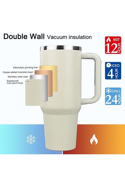 Generic Oxsaytee 40 oz Water Bottle Vacuum Tumbler with Straw Vacuum Stainless Steel Coffee Mug Cold Hot In