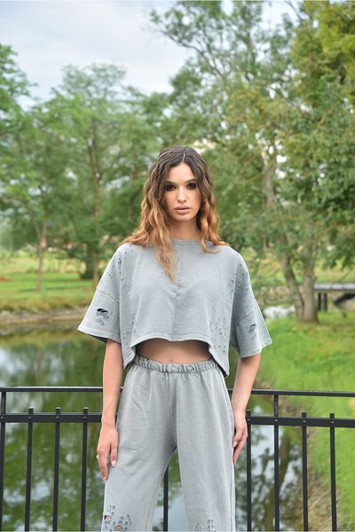 voilaromania Crop Top Tracksuit Set