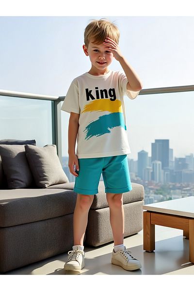 Take Two By Styli Kids 2pcs Graphic Print Short Sleeve T-Shirt and Shorts