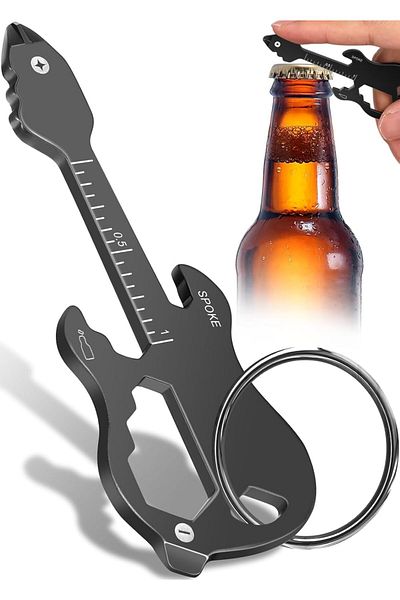 Generic Tazweeq Guitar Keychain Multitool Bottle Opener, Multi Tool Beer Opener Key Chain, Cool Guitar-Shap