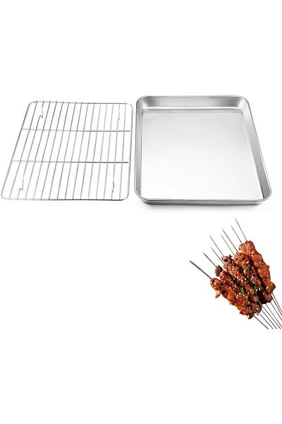 Generic VAODO Baking Sheet with Rack Set, Stainless Steel Baking Pan Tray Cookie Sheet with Cooling rack, 2