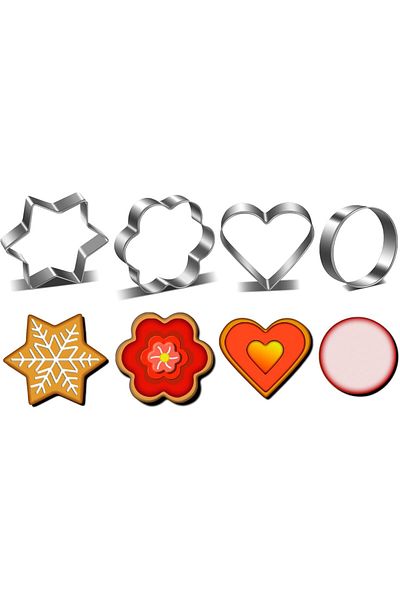 Generic Oasisgalore Metal Cookie Cutter Set - 12 Pcs Heart, Star, Round, Flower Shapes for Baking