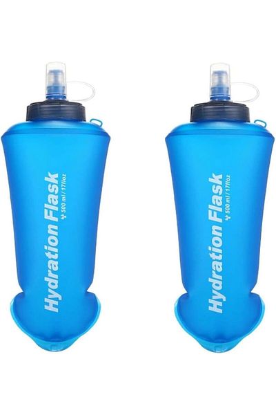 Generic GARLUGAVA Tpu Soft Folding Water Bottles, 2 Packs 500ML BPA-Free Collapsible Flask For Hydration Pa