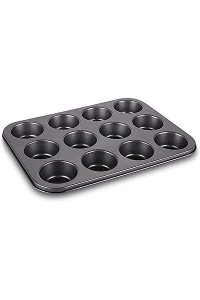 Generic St@llion Metallic 12 Cup Hole Baking Tray/Pan/Tin for Cooking Muffin/Pancakes/Cupcakes/Brownies/Che