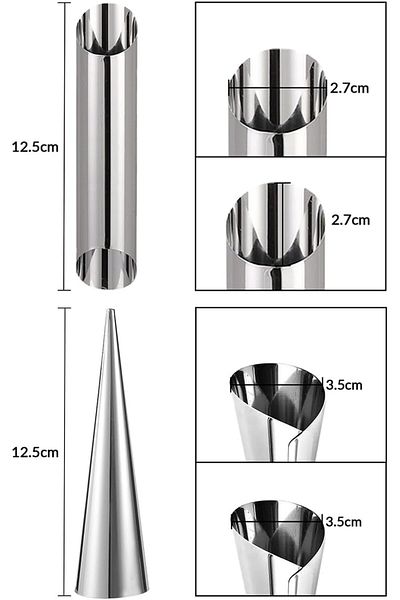 Generic 12 Pack Pastry Cream Horn Mold-Stainless Steel Cannoli Forms Tubes Kit Tube Cone Pastry Roll Horn M