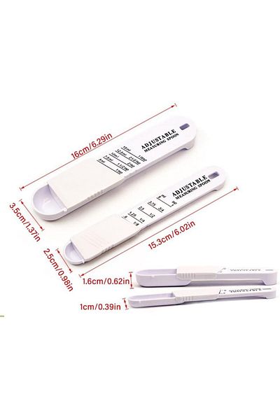 Generic Oasisgalore 2 PCS Adjustable Measuring Spoon Set, Measuring Dry/Liquid Ingredients, Metering Spoon