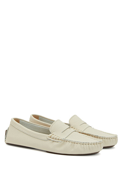 Dıvarese Kırık Beyaz Kadın Deri Loafer