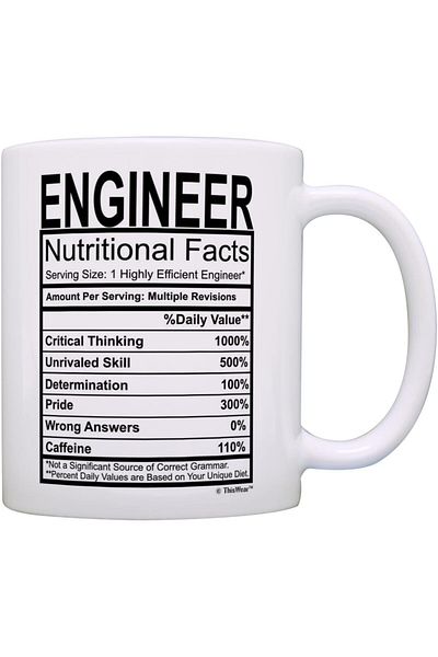 Generic ThisWear Engineering Gifts for Men Funny Engineer Nutritional Facts Label Civil Engineer 11oz Ceram