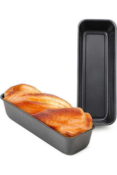 Generic ABIN Long Loaf Bread Pan, 2 Set Rectangle Loaf Pan, Nonstick Bread Pans Carbon Steel Toast Pan Blac