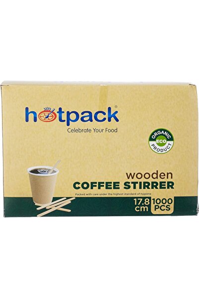 Hotpack أداة تحريك القهوة الخشبية الصديقة للبيئة للاستخدام مرة واحدة، 17.8 سم...