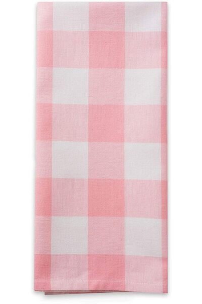 DII Buffalo Check Rustic Kitchen Dish Towels Set, 20x30, Pink & White, 3-Pack, Cotton