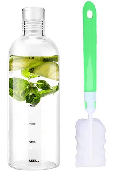 Generic Water Bottles with Time Marker Reusable Clear Glass Drinking Bottles Suitable For Office Gym Outdoo