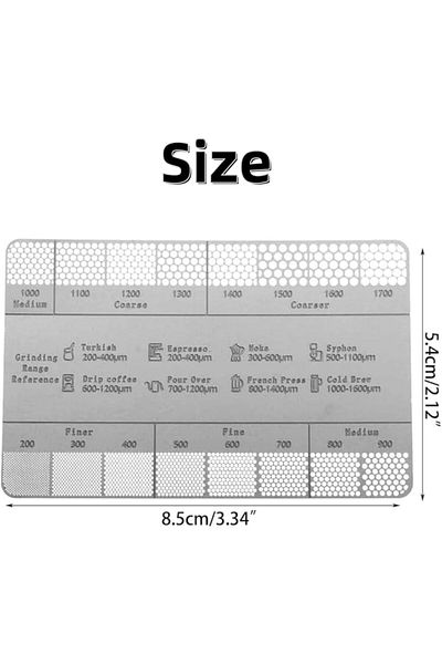 Generic Stainless Steel Coffee Reference Card,Ground Coffee Measuring Ruler,Metal Coffee Size Ruler,Profess