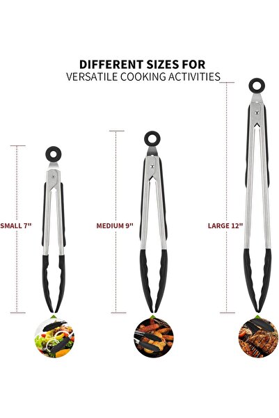 Bukela ملقط مطبخ، 9 بوصات من الفولاذ المقاوم للصدأ المقاوم للحرارة مع أطراف س...