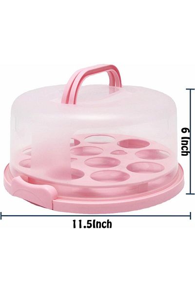Generic SupWolf 10 Inch Cake Carrier with Lid and Handle, Multipurpose Round Cake Holder, Pink Cake Contain