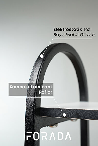 Forada Home & Style Dekoratif Tezgah Üstü Metal Ayaklı Raf