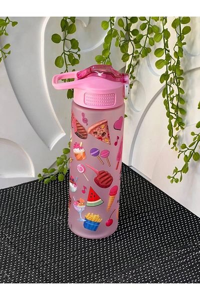 Generic Acrylic Water Bottle Duty No Spill Print Sipper Leakproof & Durable for Gym, Clear Pink