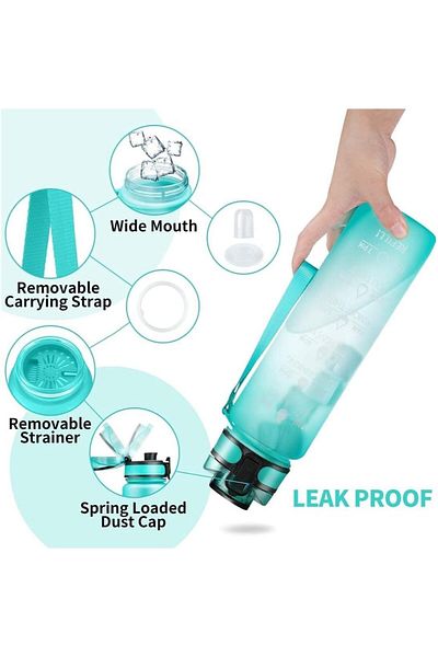 Generic Al Mufarrej Housewares Leak-Proof Water Bottle with Time Markings, 1 Litre, for Fitness, Gym, Outdo