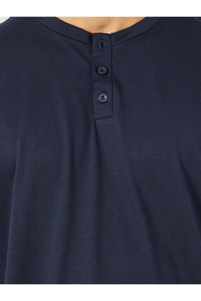 Styli Solid Henley Neck T-Shirt and Checked Pyjama Set