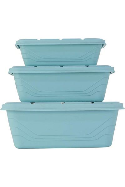 Generic Lawazim Plastic Container Storage Box Set - 3 Piece Blue - BPA-Free Multi-Size Food Storage Contain
