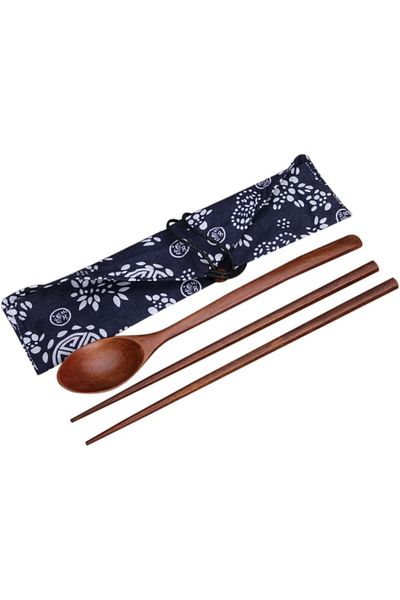 Generic Arabest Wooden Flatware, Spoon Chopsticks Tableware Set, Reusable Bamboo Japanese Style Tableware T