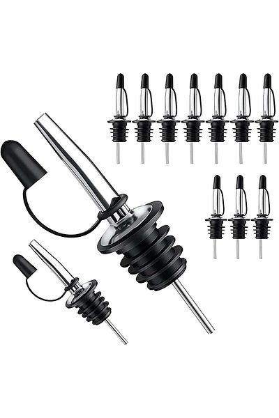 Generic Tazweeq 12 PCS Bottle Pouring Spouts for Alcohol, Olive Oil, Quick Pourer with Dust Cap, Bar Barten