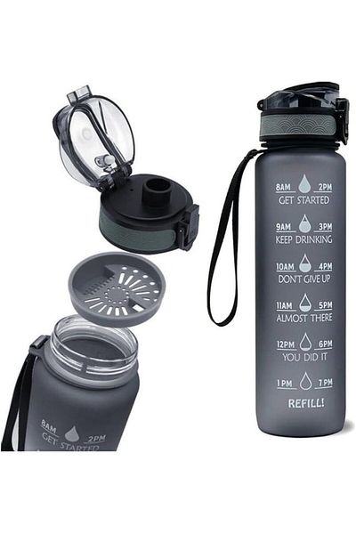 Generic Al Mufarrej Housewares Leak Proof Water Bottle With Time Markings, 1-Litre, For Fitness, Gym, Outdo