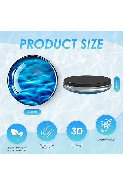 Generic Tazweeq 12 PCS Glass Refrigerator Magnets Sticker, Strong Ocean Magnets Decoration for Refrigerator