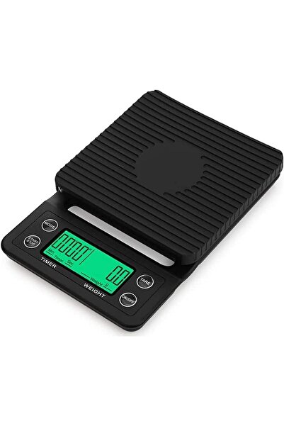 Generic JKT Digital Coffee Scale with Timer - 0.1-3000g, Black