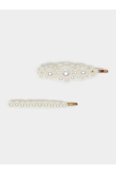 Styli Set of 2 - Faux Pearl Embellished Hair Clip