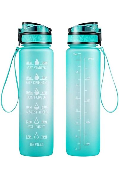 Generic Al Mufarrej Housewares Leak-Proof Water Bottle with Time Markings, 1 Litre, for Fitness, Gym, Outdo