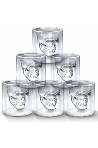 Generic Crystal Skull Shot Glass- Set of 6 Pieces (Large )
