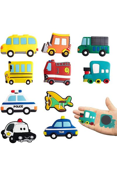 Generic Goodern Fridge Magnets for Kids,10 Pcs Transports Vehicle Refrigerator Magnets Stickers,Whiteboard