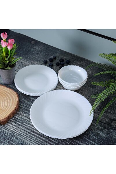 ROYALFORD Opal Ware Dinner Set, 12 Pc, White, RF10287