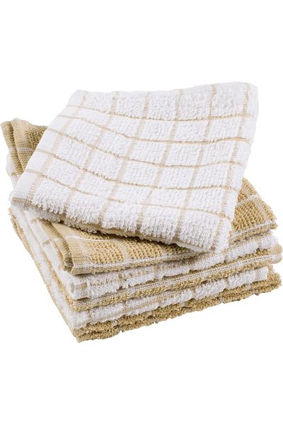 Generic DII Basic Terry Collection Windowpane Dishcloth Set, 12x12, Pebble, 6 Piece